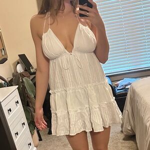 Princess Polly White Linen Backless Desy Mini Dress